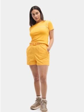 Halfdays Rosalie Trail Shorts in Mustard Yellow Zinnia NEW Large
